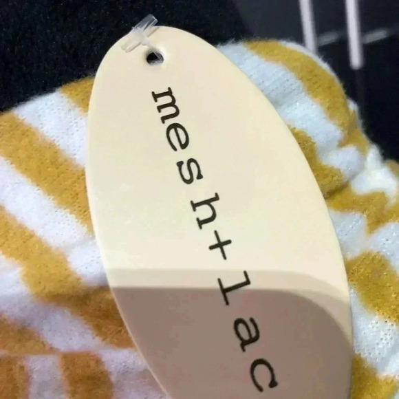 Mesh & Lace V-neck wrap front,elastic hem line,horizontal stripe,cuddly soft - Picture 10 of 10